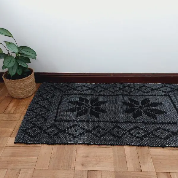 Small Black Rug - Knotted Rug
