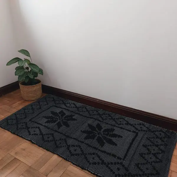 Small Black Rug - Knotted Rug