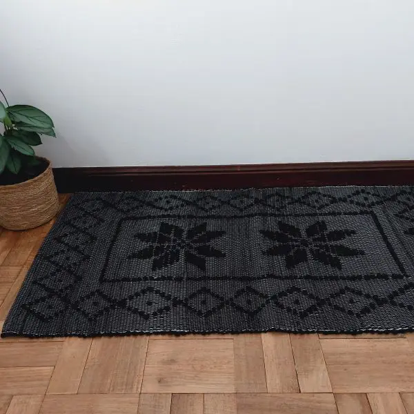 Small Black Rug - Knotted Rug