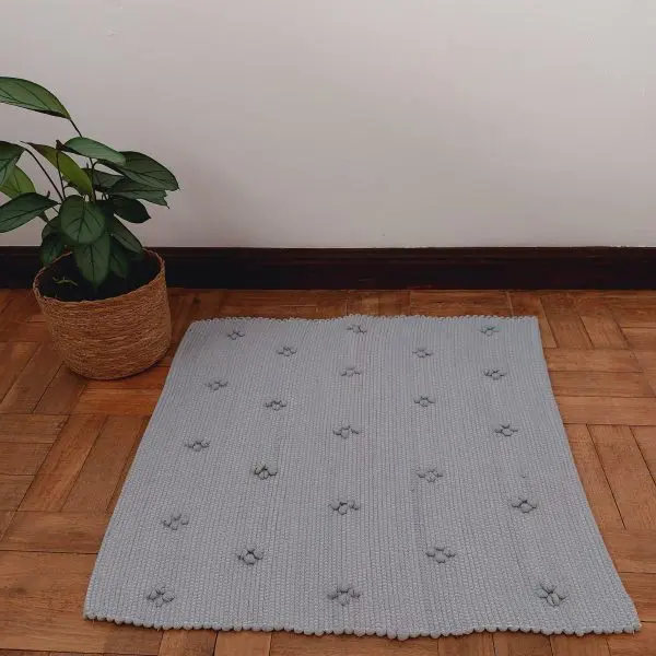 Mini Grey Rug - 50x50cm - Knotted Rug