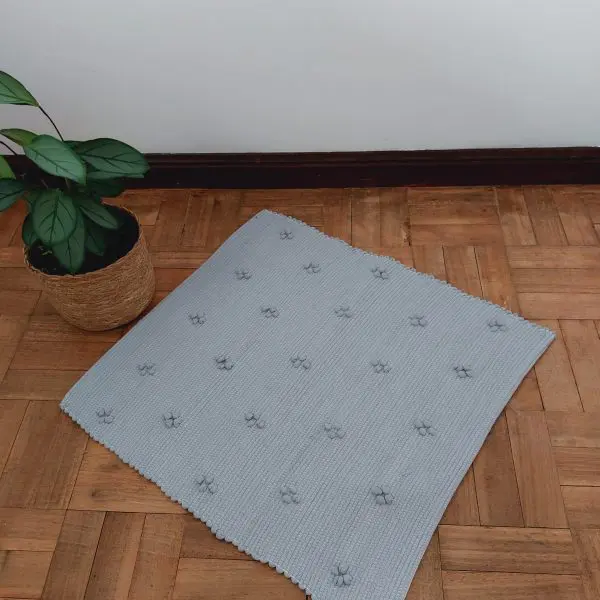 Mini Grey Rug - 50x50cm - Knotted Rug