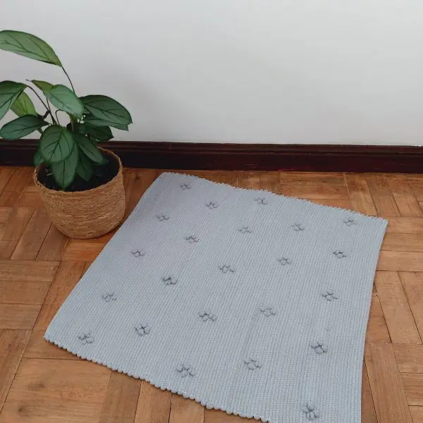 Mini Grey Rug - 50x50cm - Knotted Rug