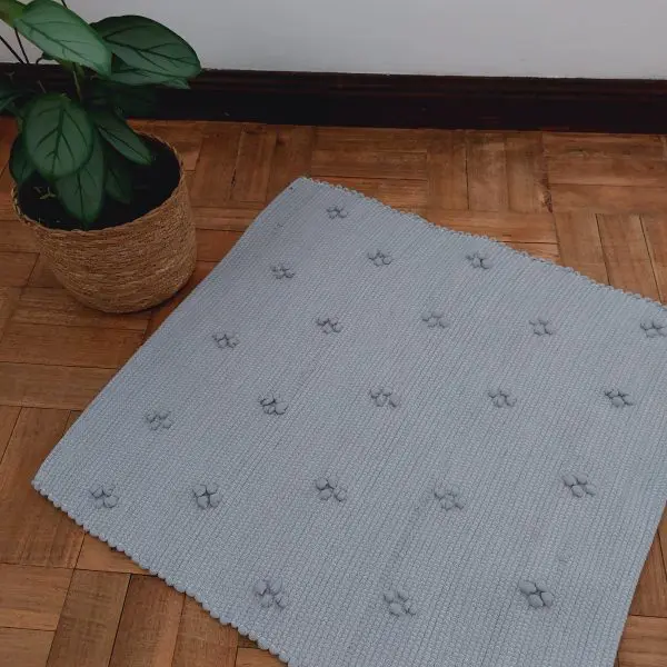 Mini Grey Rug - 50x50cm - Knotted Rug