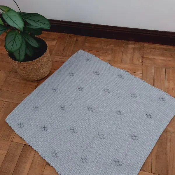 Mini Grey Rug - 50x50cm - Knotted Rug