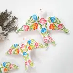 White Swallows with Hand Painted Flowers