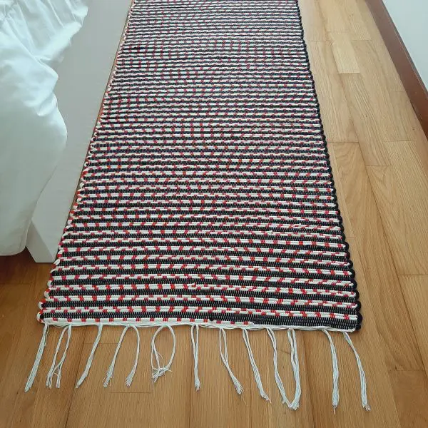 Runner Rug Black White Red 200cm - Traditional Rug