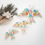White Swallows with Hand Painted Flowers