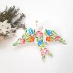 White Swallows with Hand Painted Flowers