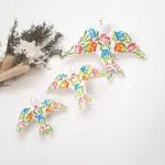 White Swallows with Hand Painted Flowers