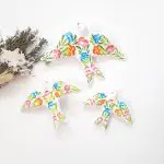 White Swallows with Hand Painted Flowers