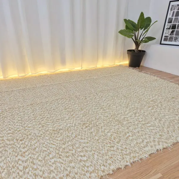 Extra Large Mixed Cream Brown Rug - 200x300cm - Soft Rug