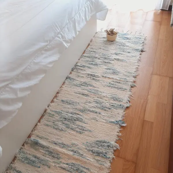 Long Cream Blue Rug - 50x200cm - Soft Rug
