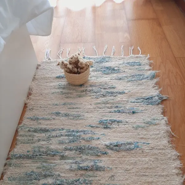 Long Cream Blue Rug - 50x200cm - Soft Rug