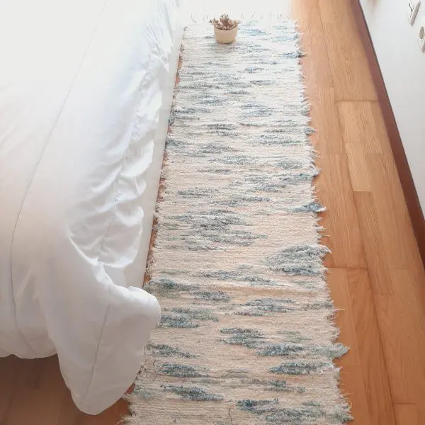 Long Cream Blue Rug - 50x200cm - Soft Rug