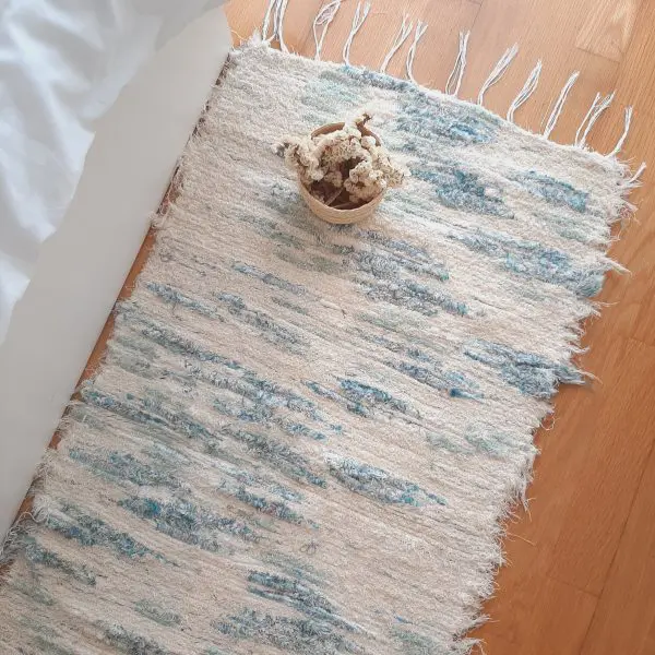 Long Cream Blue Rug - 50x200cm - Soft Rug