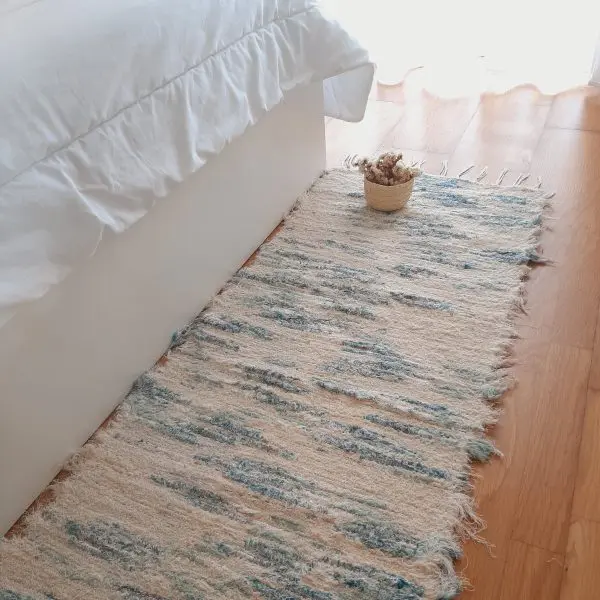 Long Cream Blue Rug - 50x200cm - Soft Rug