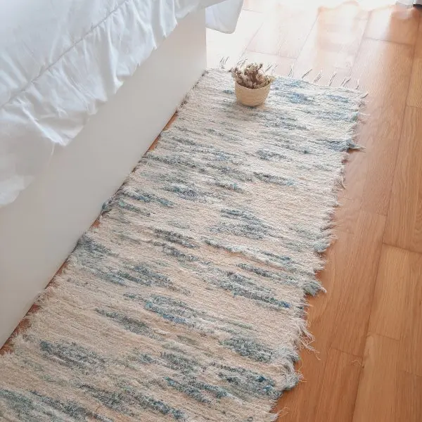 Long Cream Blue Rug - 50x200cm - Soft Rug