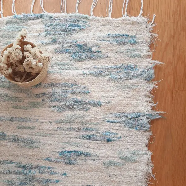 Long Cream Blue Rug - 50x200cm - Soft Rug