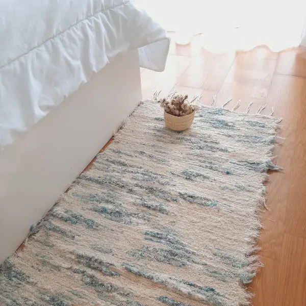 Long Cream Blue Rug - 50x200cm - Soft Rug