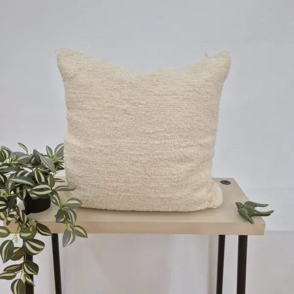 Handwoven Cream Cushion 50x50cm Made in Recycled Cotton
