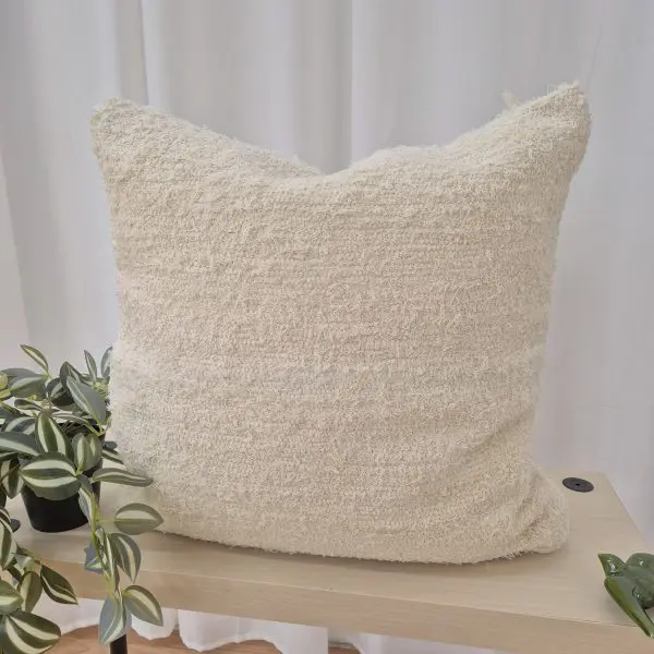Handwoven Cream Cushion 50x50cm Made in Recycled Cotton