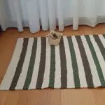 Small Green Cream Rug - 60x120cm - Ring Line Rug