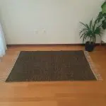 Large Green and Jute Rug - 100x150cm - Ring Line and Jute Rug