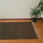 Large Green and Jute Rug - 100x150cm - Ring Line and Jute Rug