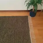 Large Green and Jute Rug - 100x150cm - Ring Line and Jute Rug
