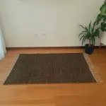 Large Green and Jute Rug - 100x150cm - Ring Line and Jute Rug