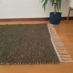 Large Green and Jute Rug - 100x150cm - Ring Line and Jute Rug
