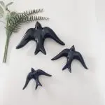 Glazed Black Swallows Wall Hanging Decor