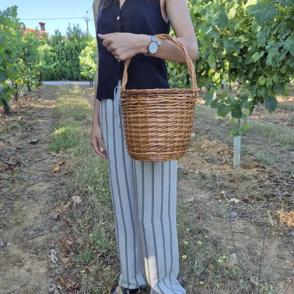 Round Wicker Basket Bag 23 cm