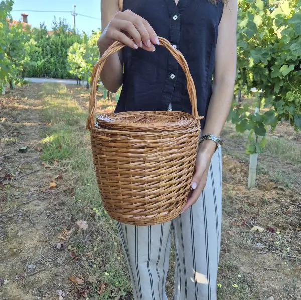 Round Wicker Basket Bag 23 cm