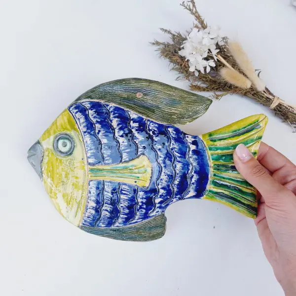 Extra Large Ceramic Fish - Blue and Green Fish