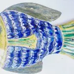 Extra Large Ceramic Fish - Blue and Green Fish