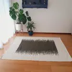 Large Cream and Green Rug - 150x200cm - Ring Line Rug