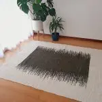Large Cream and Green Rug - 150x200cm - Ring Line Rug