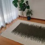 Large Cream and Green Rug - 150x200cm - Ring Line Rug