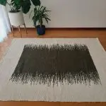 Large Cream and Green Rug - 150x200cm - Ring Line Rug