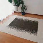 Large Cream and Green Rug - 150x200cm - Ring Line Rug