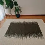 Large Cream and Green Rug - 150x200cm - Ring Line Rug
