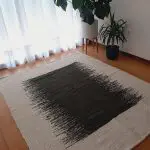 Large Cream and Green Rug - 150x200cm - Ring Line Rug