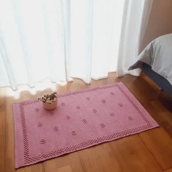 Small Pink Rug - 50x100cm - Knotted Rug