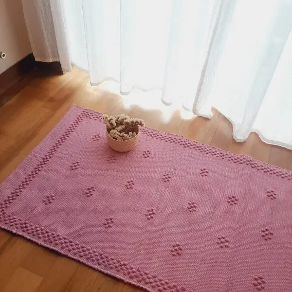 Small Pink Rug - 50x100cm - Knotted Rug