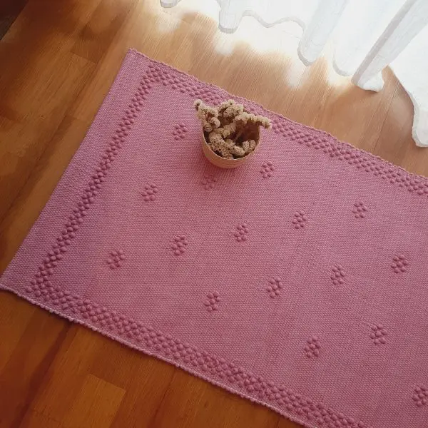 Small Pink Rug - 50x100cm - Knotted Rug
