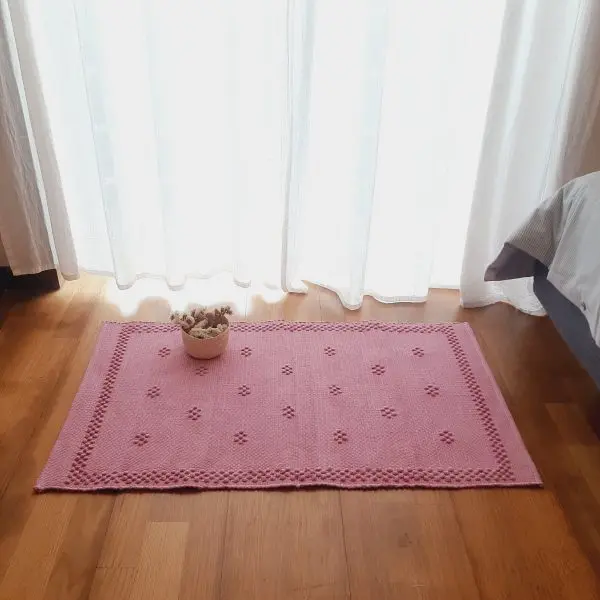 Small Pink Rug - 50x100cm - Knotted Rug
