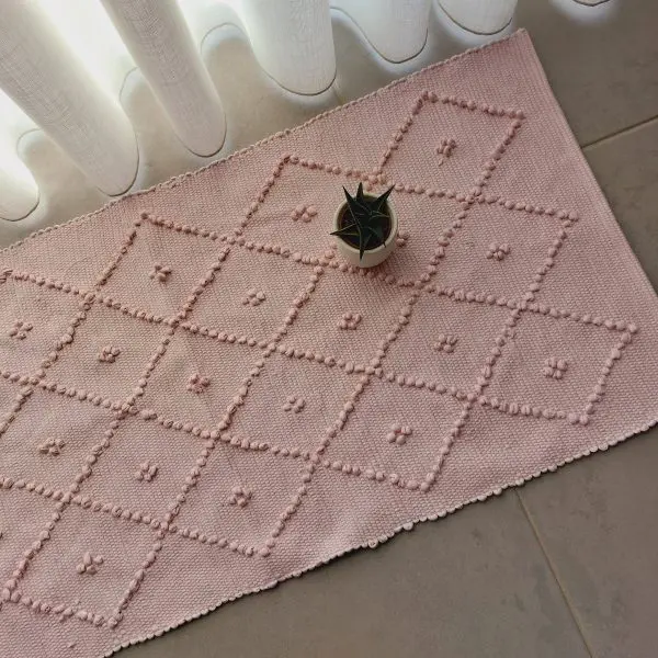 Small Light Pastel Pink Rug - 50x100cm - Knotted Rug