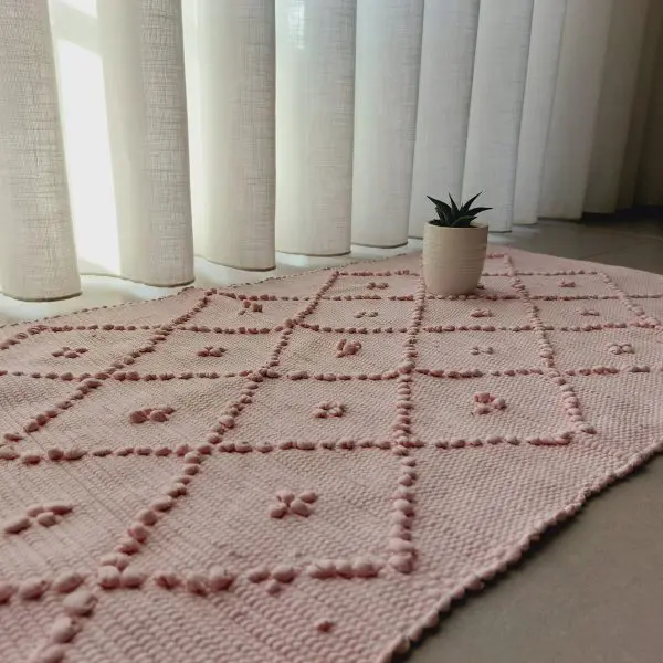Small Light Pastel Pink Rug - 50x100cm - Knotted Rug