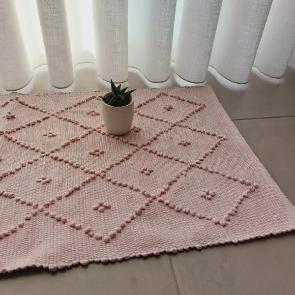 Small Light Pastel Pink Rug - 50x100cm - Knotted Rug